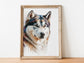 Husky Print, Canvas Husky Print, Watercolor Siberian Husky Art Paper Print, Home Decor Siberian Husky Print 3