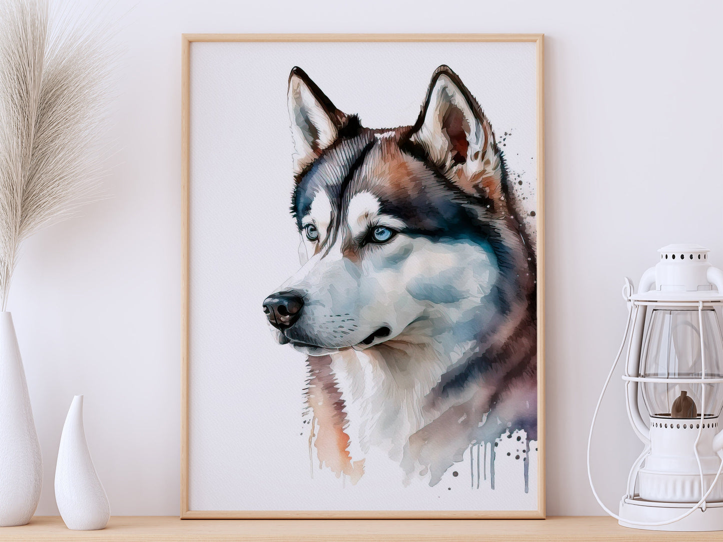 Husky Print, Canvas Husky Print, Watercolor Siberian Husky Art Paper Print, Home Decor Siberian Husky Print 5