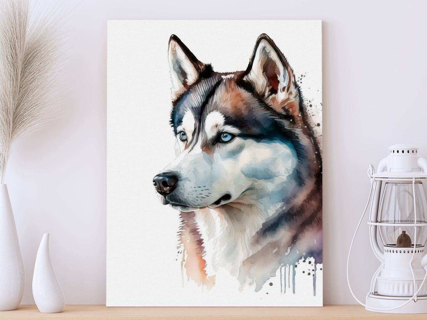 Husky Print, Canvas Husky Print, Watercolor Siberian Husky Art Paper Print, Home Decor Siberian Husky Print 5