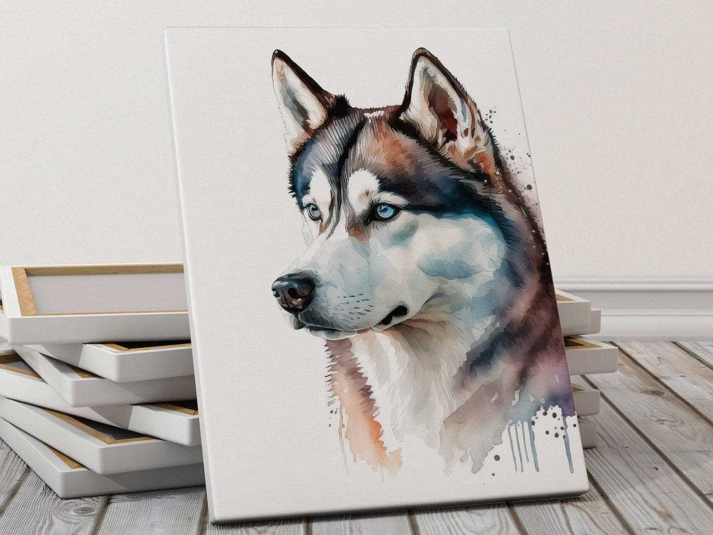 Husky Print, Canvas Husky Print, Watercolor Siberian Husky Art Paper Print, Home Decor Siberian Husky Print 5