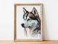 Husky Print, Canvas Husky Print, Watercolor Siberian Husky Art Paper Print, Home Decor Siberian Husky Print 5