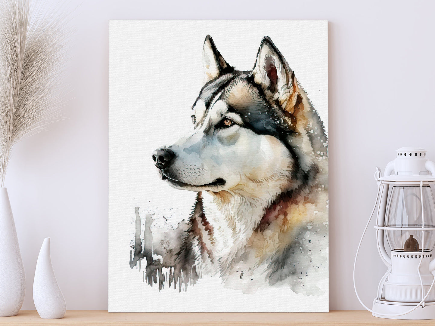 Husky Print, Canvas Husky Print, Watercolor Siberian Husky Art Paper Print, Home Decor Siberian Husky Print 5