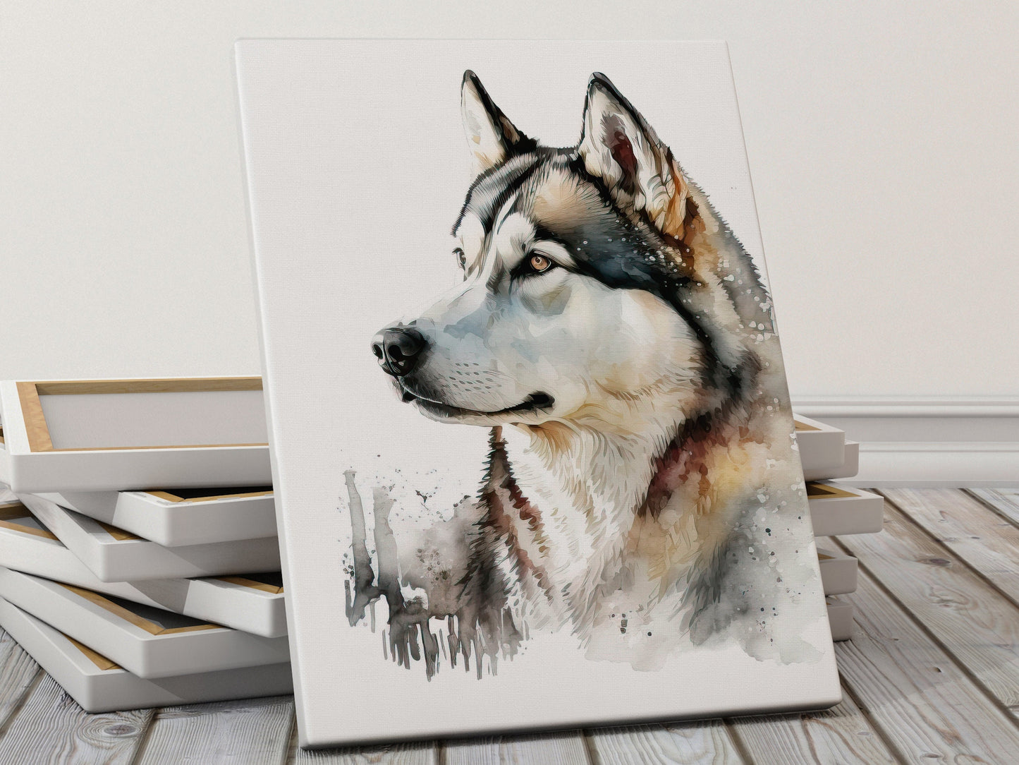 Husky Print, Canvas Husky Print, Watercolor Siberian Husky Art Paper Print, Home Decor Siberian Husky Print 5