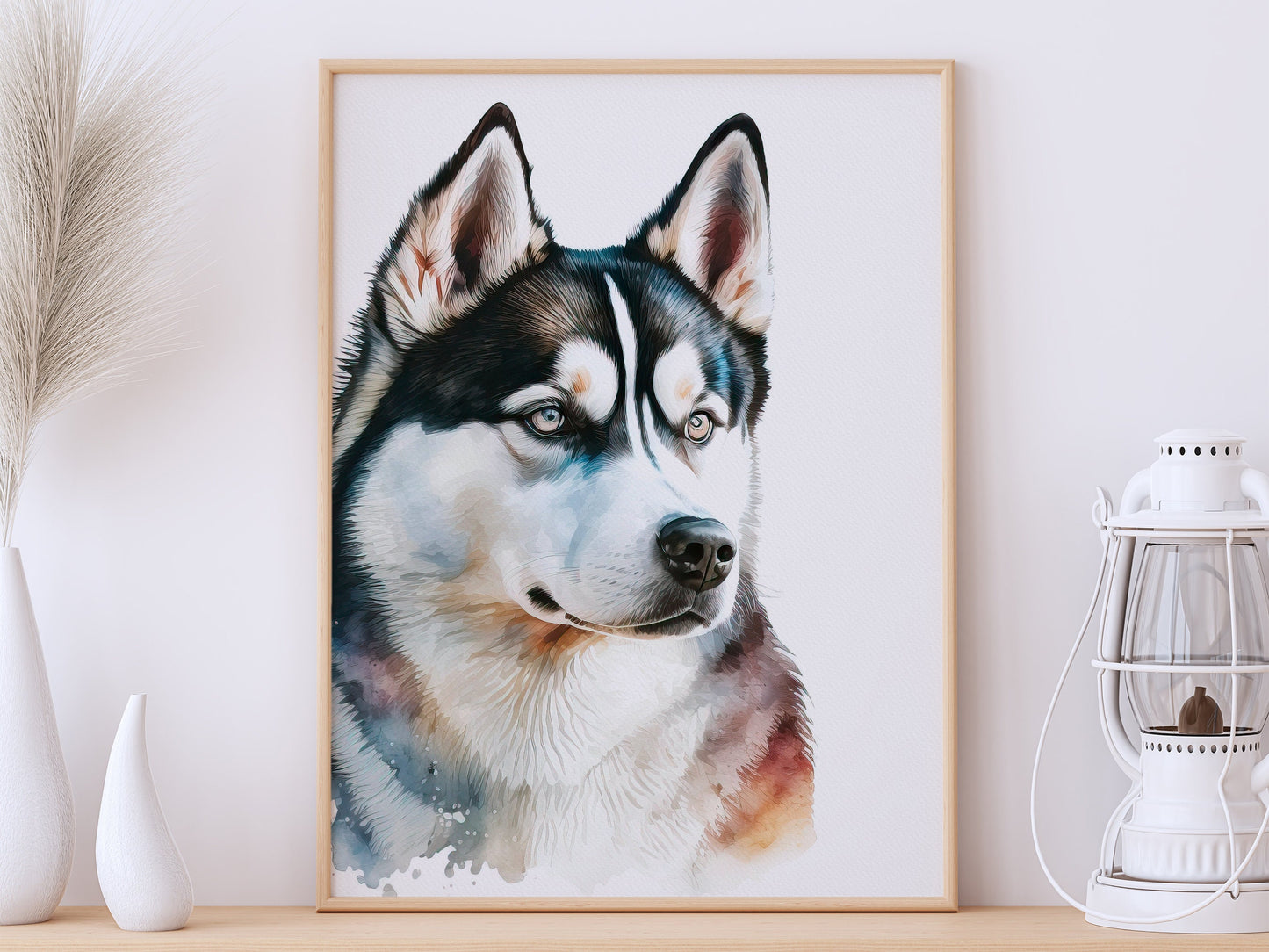 Husky Print, Canvas Husky Print, Watercolor Siberian Husky Art Paper Print, Home Decor Siberian Husky Print 9