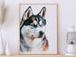 Husky Print, Canvas Husky Print, Watercolor Siberian Husky Art Paper Print, Home Decor Siberian Husky Print 9