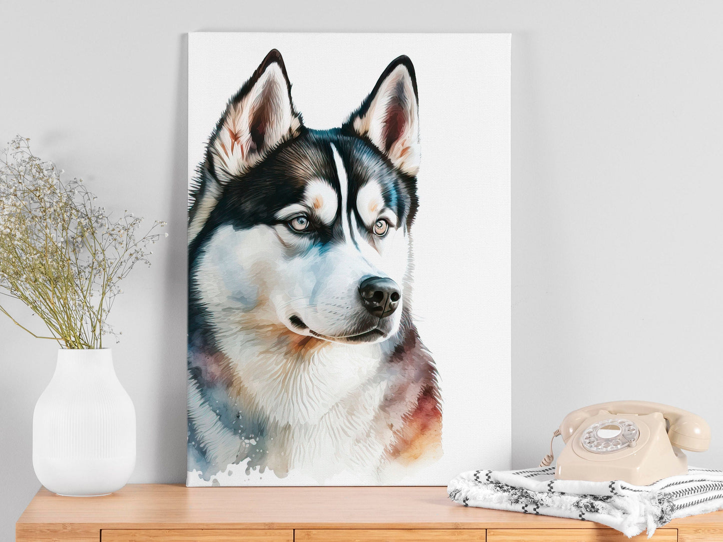 Husky Print, Canvas Husky Print, Watercolor Siberian Husky Art Paper Print, Home Decor Siberian Husky Print 9