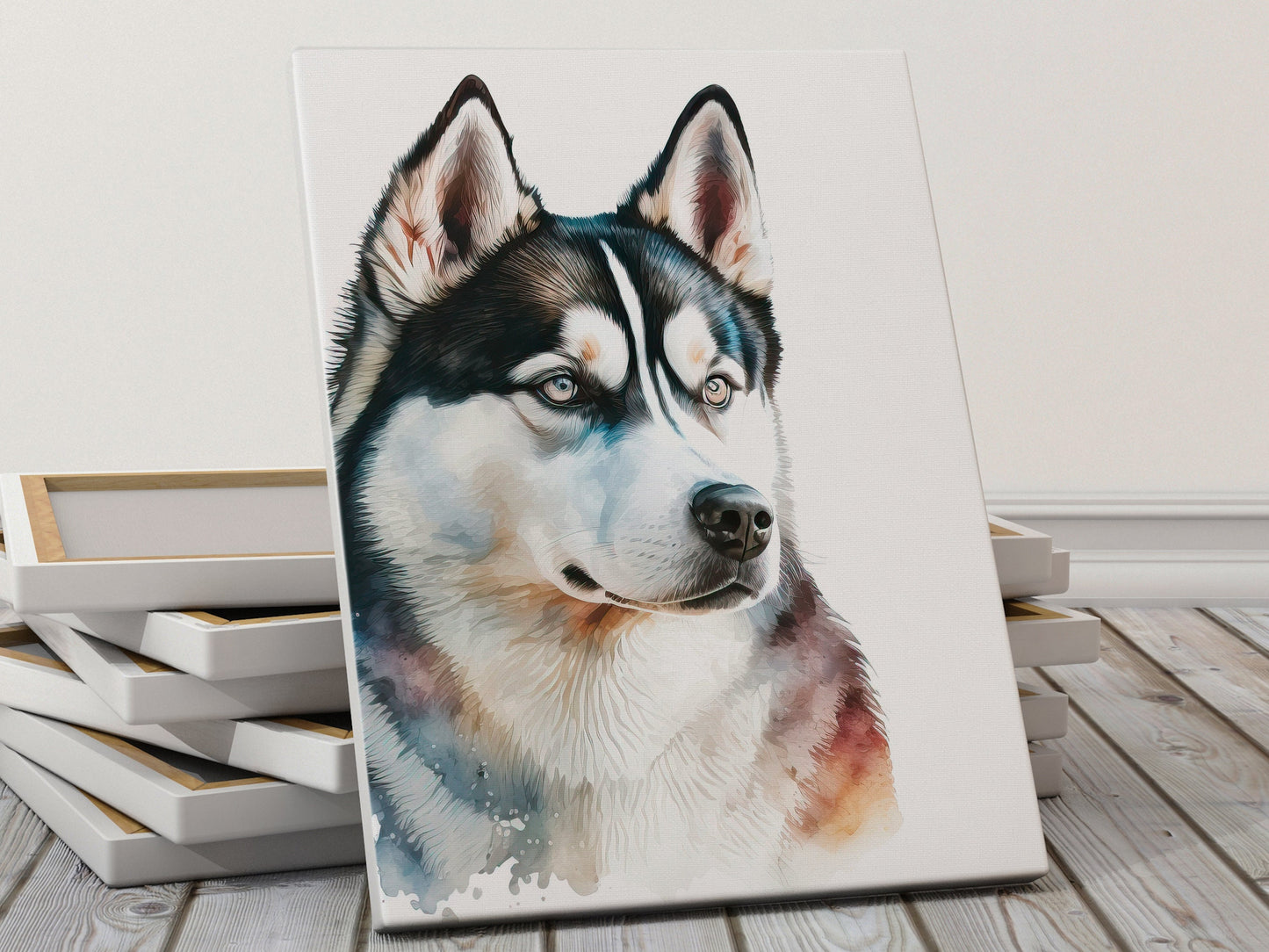 Husky Print, Canvas Husky Print, Watercolor Siberian Husky Art Paper Print, Home Decor Siberian Husky Print 9