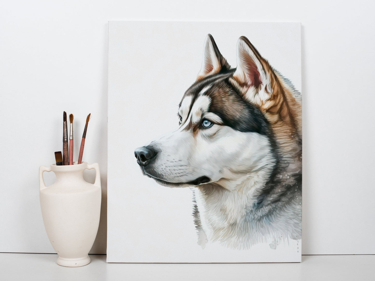 Husky Print, Canvas Husky Print, Watercolor Siberian Husky Art Paper Print, Home Decor Siberian Husky Print 1
