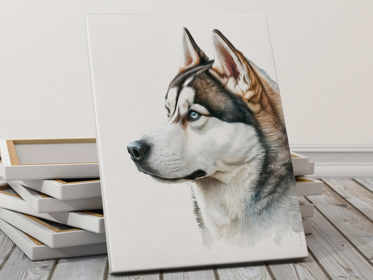 Husky Print, Canvas Husky Print, Watercolor Siberian Husky Art Paper Print, Home Decor Siberian Husky Print 1