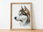 Husky Print, Canvas Husky Print, Watercolor Siberian Husky Art Paper Print, Home Decor Siberian Husky Print 1