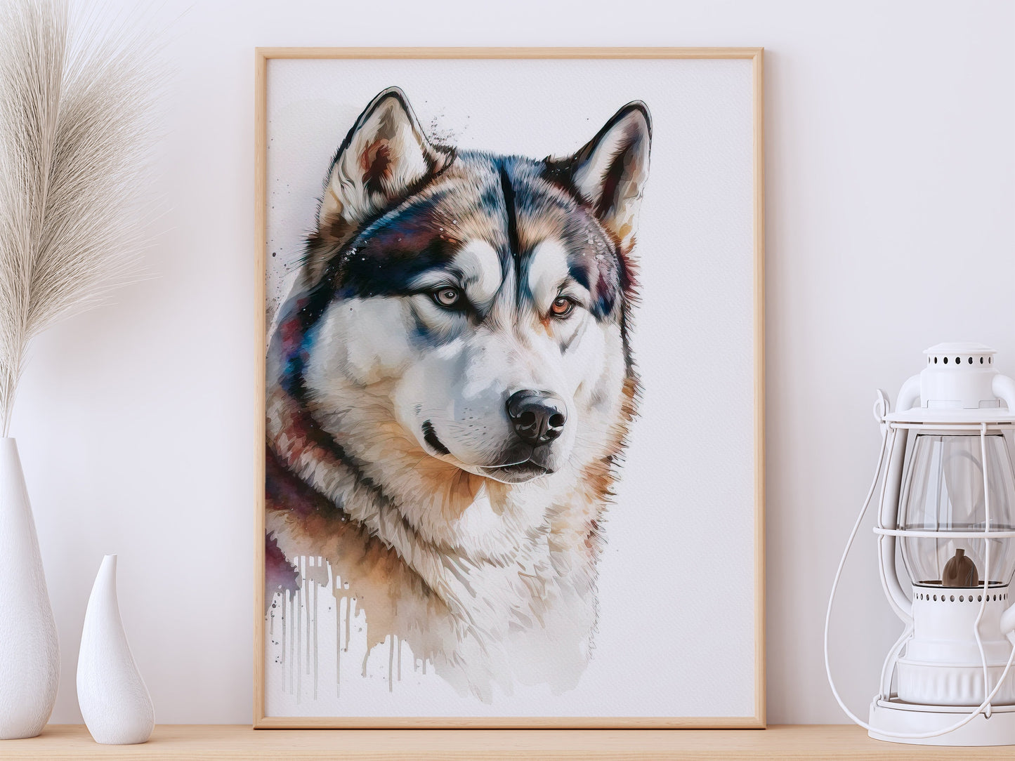 Husky Print, Canvas Husky Print, Watercolor Siberian Husky Art Paper Print, Home Decor Siberian Husky Print 3