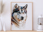 Husky Print, Canvas Husky Print, Watercolor Siberian Husky Art Paper Print, Home Decor Siberian Husky Print 3