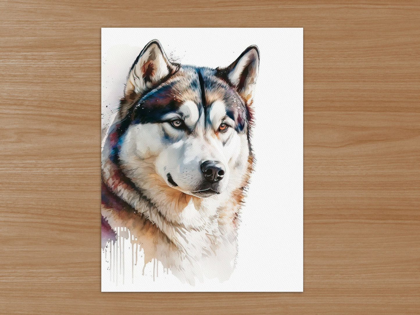 Husky Print, Canvas Husky Print, Watercolor Siberian Husky Art Paper Print, Home Decor Siberian Husky Print 3