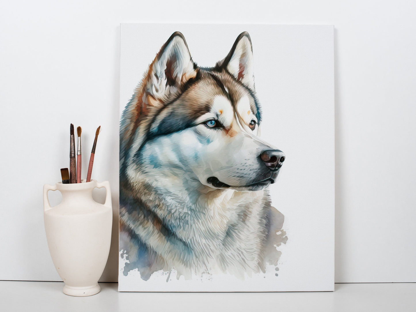 Husky Print, Canvas Husky Print, Watercolor Siberian Husky Art Paper Print, Home Decor Siberian Husky Print 4