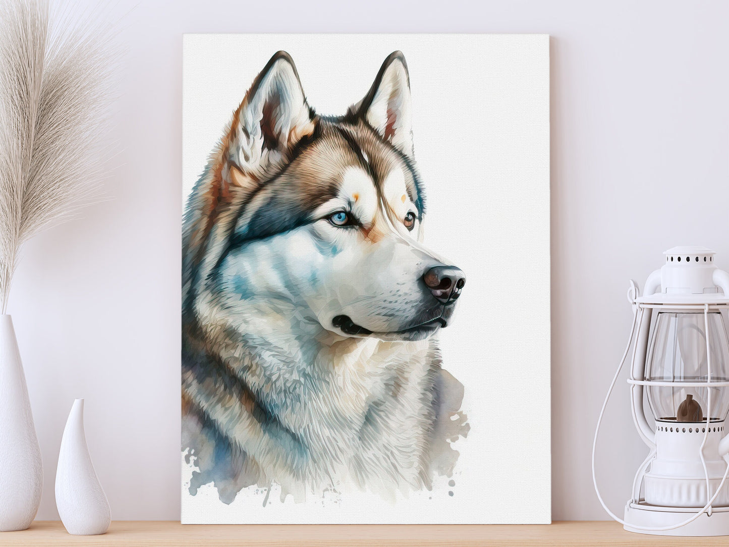 Husky Print, Canvas Husky Print, Watercolor Siberian Husky Art Paper Print, Home Decor Siberian Husky Print 4