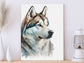 Husky Print, Canvas Husky Print, Watercolor Siberian Husky Art Paper Print, Home Decor Siberian Husky Print 4