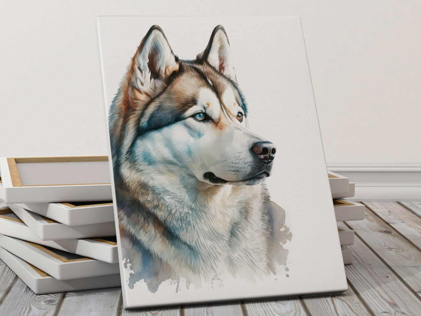 Husky Print, Canvas Husky Print, Watercolor Siberian Husky Art Paper Print, Home Decor Siberian Husky Print 4