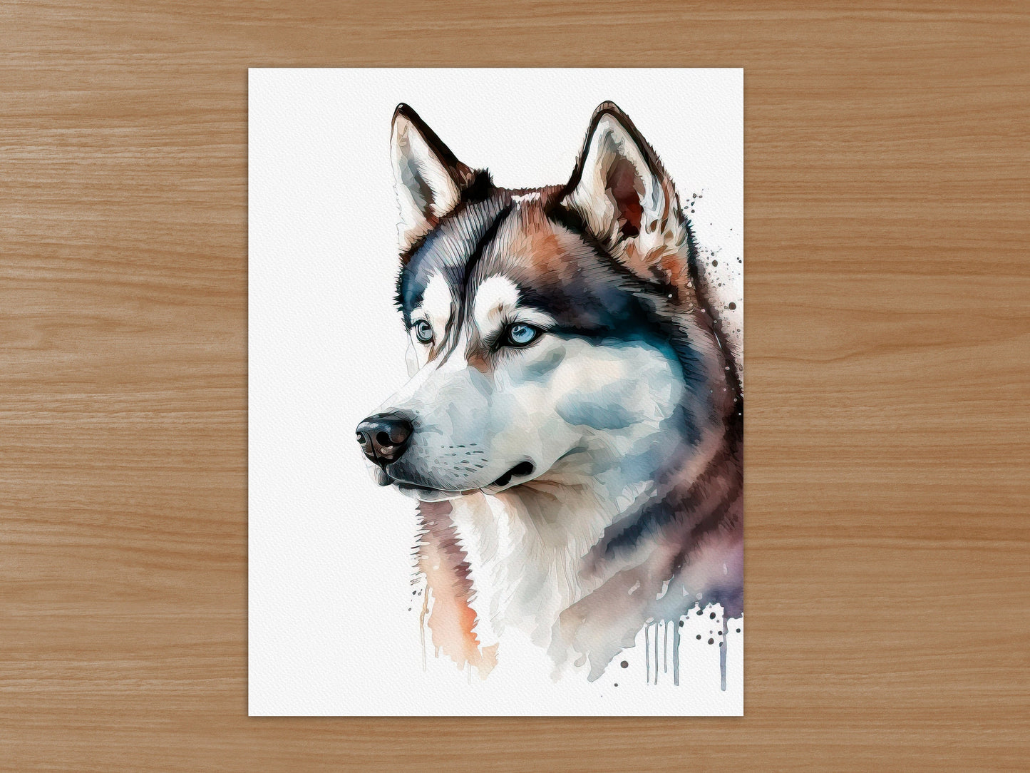 Husky Print, Canvas Husky Print, Watercolor Siberian Husky Art Paper Print, Home Decor Siberian Husky Print 5