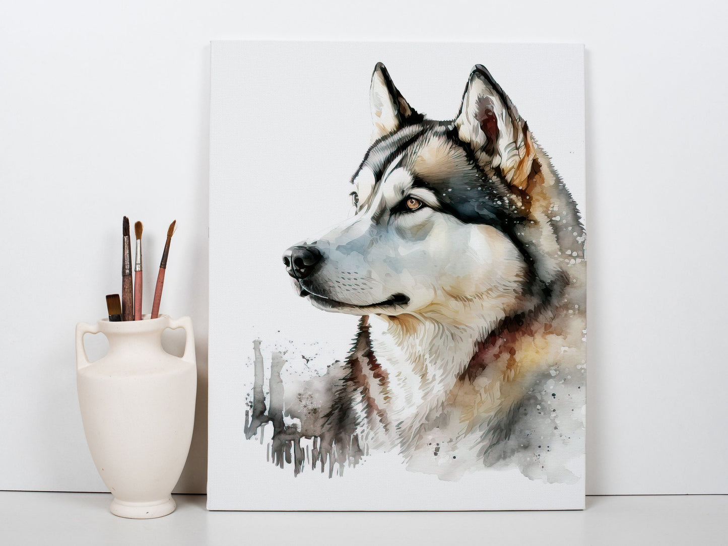 Husky Print, Canvas Husky Print, Watercolor Siberian Husky Art Paper Print, Home Decor Siberian Husky Print 5