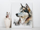 Husky Print, Canvas Husky Print, Watercolor Siberian Husky Art Paper Print, Home Decor Siberian Husky Print 5