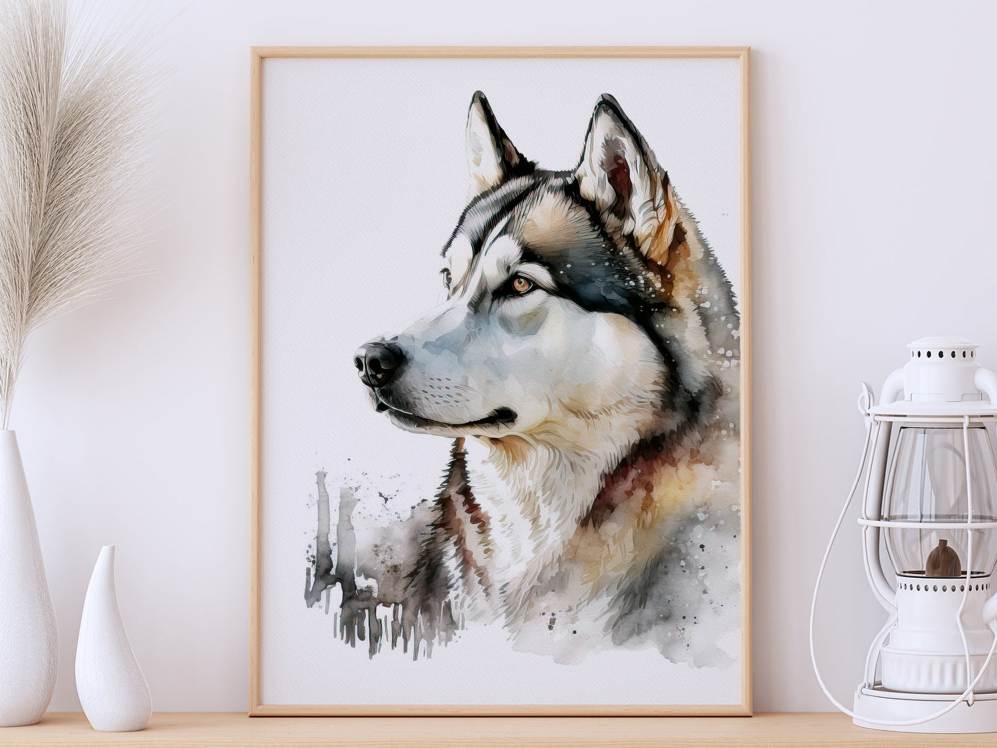 Husky Print, Canvas Husky Print, Watercolor Siberian Husky Art Paper Print, Home Decor Siberian Husky Print 5