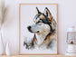 Husky Print, Canvas Husky Print, Watercolor Siberian Husky Art Paper Print, Home Decor Siberian Husky Print 5