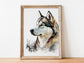 Husky Print, Canvas Husky Print, Watercolor Siberian Husky Art Paper Print, Home Decor Siberian Husky Print 5