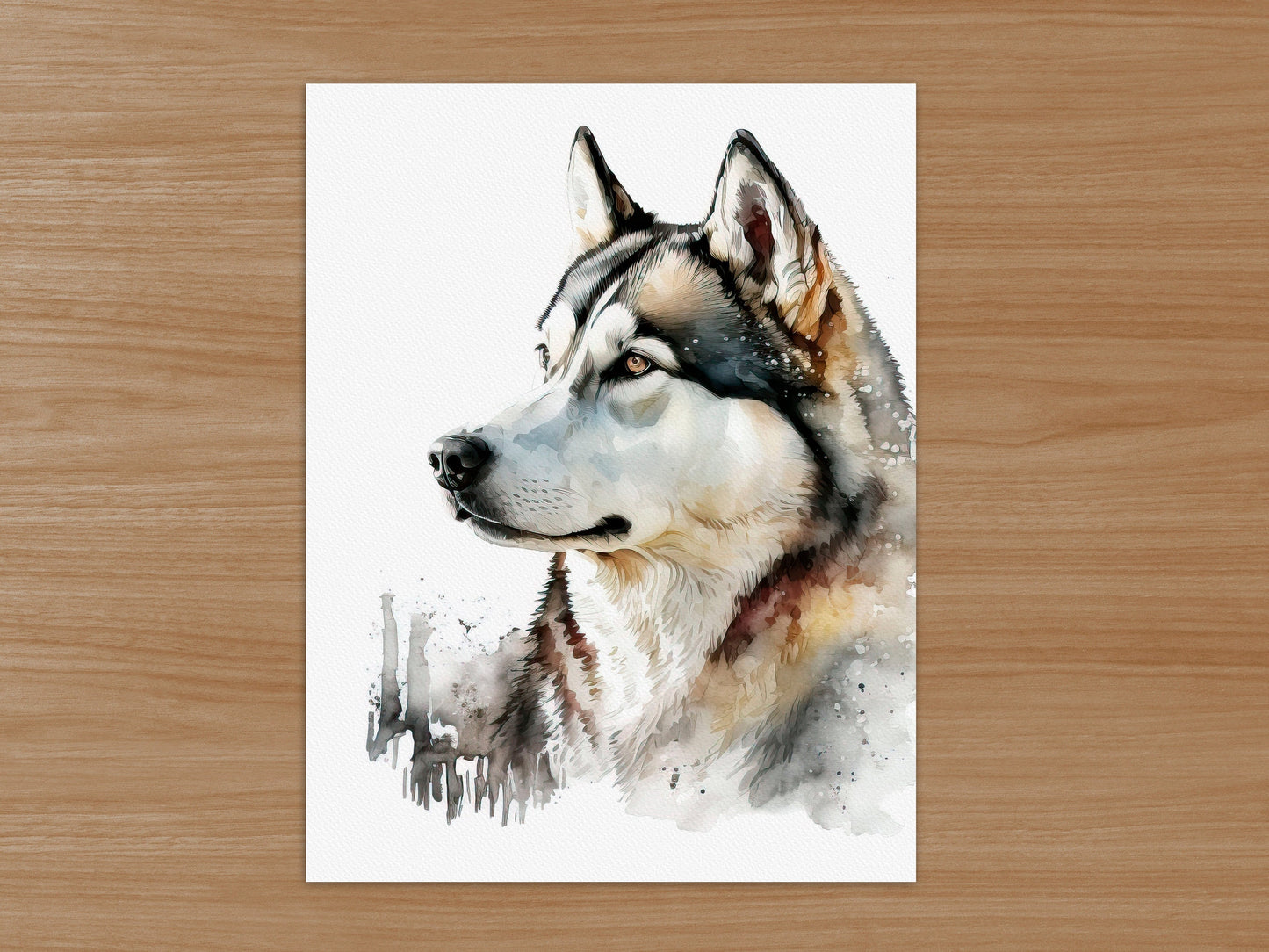 Husky Print, Canvas Husky Print, Watercolor Siberian Husky Art Paper Print, Home Decor Siberian Husky Print 5