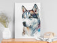 Husky Print, Canvas Husky Print, Watercolor Siberian Husky Art Paper Print, Home Decor Siberian Husky Print 8