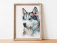 Husky Print, Canvas Husky Print, Watercolor Siberian Husky Art Paper Print, Home Decor Siberian Husky Print 8
