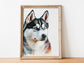 Husky Print, Canvas Husky Print, Watercolor Siberian Husky Art Paper Print, Home Decor Siberian Husky Print 9