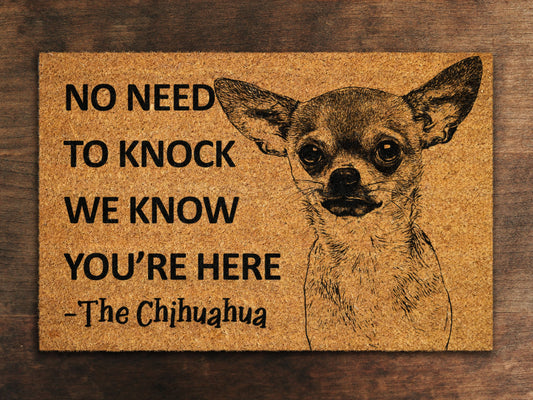 Welcome Chihuahuas Doormat,  Chihuahuas Door Mat, No Need to Knock Chihuahua Doormat, Welcome Chihuahua Doormats, Welcome Dog Breed Mat