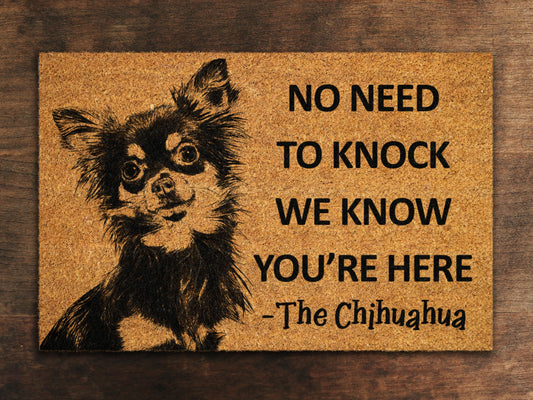 Welcome Chihuahuas Doormat,  Chihuahuas Door Mat, No Need to Knock Chihuahua Doormat, Welcome Chihuahua Doormats, Welcome Dog Breed Mat
